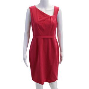 Elie Tahari Womens Silk Pleated Asymmetrical Sleeveless Zip Up Dress Pink Size 8